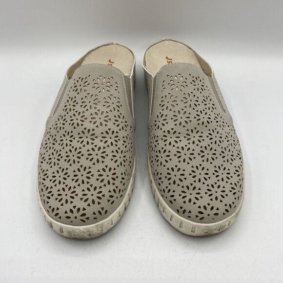 Jsport Women's Taupe Floral Laser Cut Slip On Mule Sneaker Size 8 - Picture 2 of 7